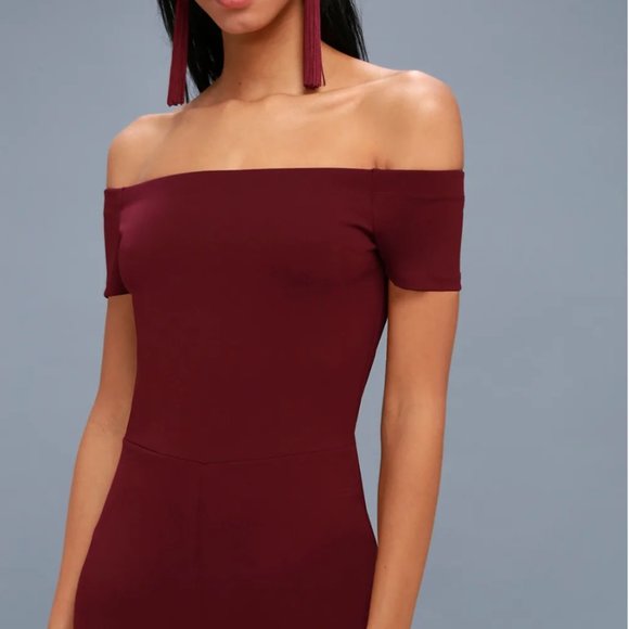 Alleyoop Burgundy Off-the-Shoulder Jumpsuit - Picture 3 of 4